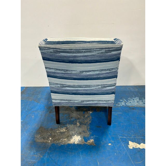 Wood Blue Stripe Chairs With Turned Legs - Pair. For Sale - Image 7 of 8