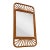 1950s Restored Single-Strand Fanning Rounded Rattan Wall Mirror W/ Stick Reed Rattan For Sale