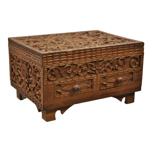 Vintage Hand Carved Teak Wood Thai Jewelry Box Chairish