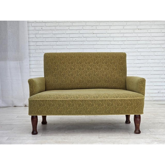 Danish 2-Seater Sofa in Green Furniture Wool Fabric, 1950s For Sale - Image 18 of 18