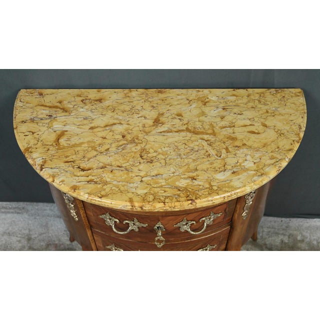 Early 20th Century Louis XV-Louis XVI Transition Style Half-Moon Commode For Sale - Image 4 of 18