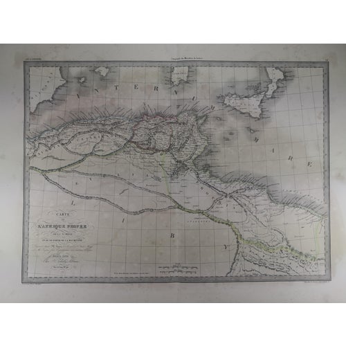 Antique Map of North Africa From the Roman Era, Original 1838 Edition of Pierre M. Lapie Map For Sale
