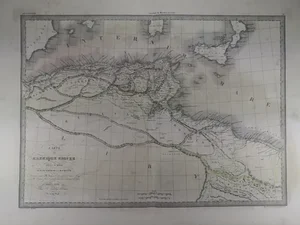 Antique Map of North Africa From the Roman Era, Original 1838 Edition of Pierre M. Lapie Map