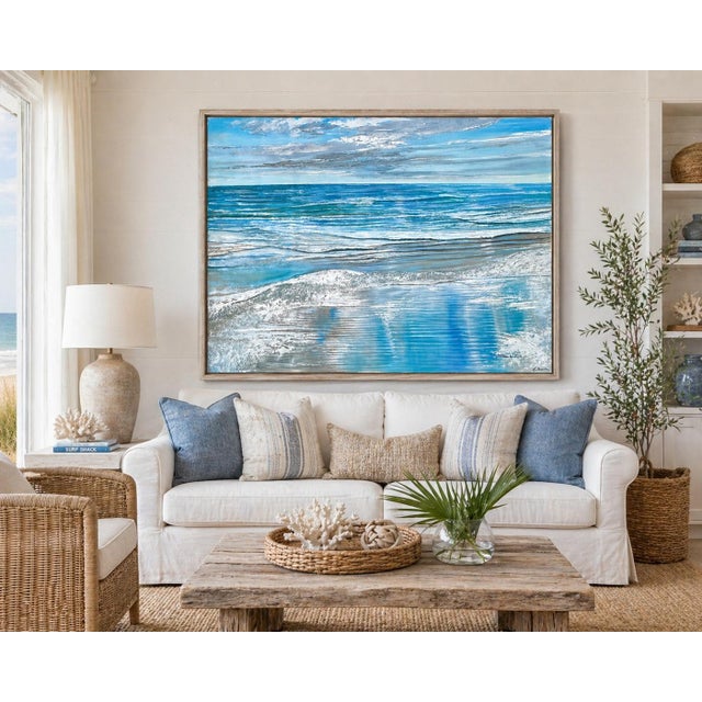 Coastal Seascape Oil Painting by Schrater – Original Ocean Wave Large Landscape on Canvas, 36" X 48" For Sale - Image 4 of 4