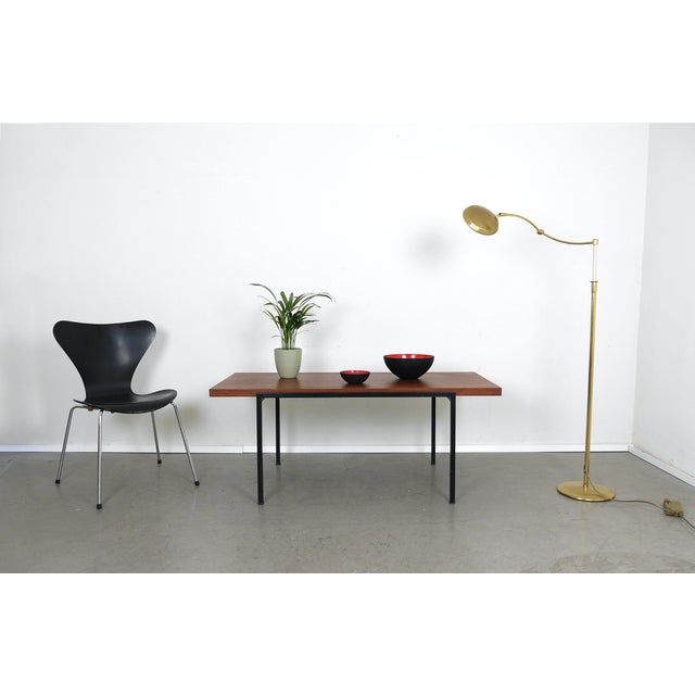 Teak Coffee Table with Black Metal Frame by Eduard Ludwig for Lotos Werkkunst, Germany, 1960s For Sale - Image 4 of 18