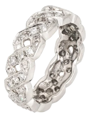 Circa 1920s Vintage Art Deco Diamond Band Sz 5.75 Platinum Braided Ring Eternity
