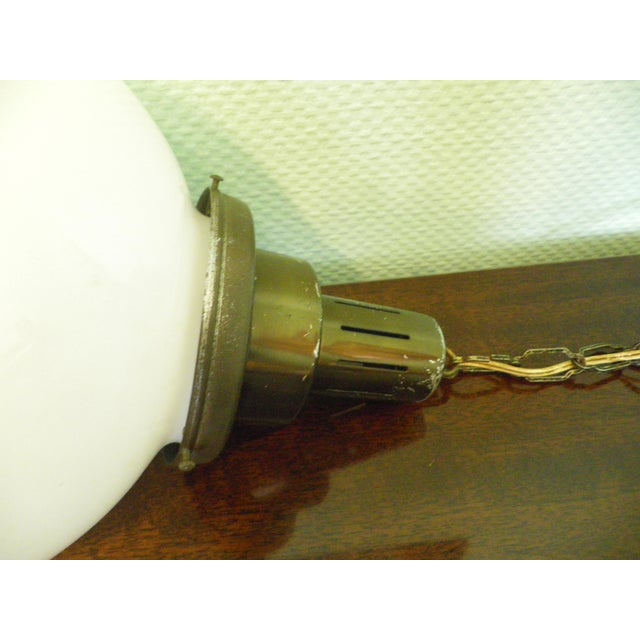 Tan Art Deco Minimalist Opaline Glass Globe Pendant Light, 1950s For Sale - Image 8 of 17