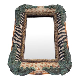 Late 20th Century Safari Animal Print With Faux Bamboo Accents Mirror For Sale
