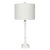 An elegant pair of tall table lamps featuring a sculptural column form finished in crisp white gesso. The slender,...