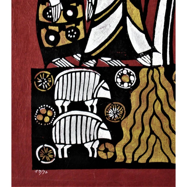 Printmaking Materials Sadao Watanabe, Moses Smiting the Rock of Meribah, Exodus, 1972 For Sale - Image 7 of 8