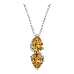 Citrine Pear Cut Statement Necklace, 925 Silver Dainty Handmade Necklace