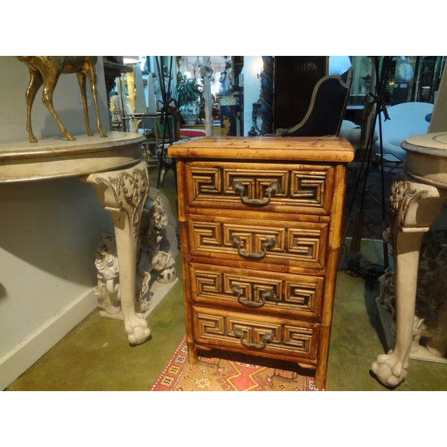 Vintage Bamboo Chest With Greek Key Design For Sale - Image 9 of 10