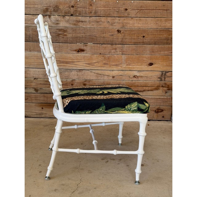 Traditional Vintage Regency Phyllis Morris Faux Bamboo Lattice Lounge Chair For Sale - Image 3 of 10