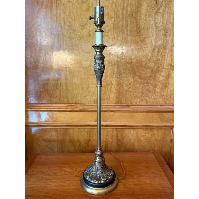Hollywood Regency Late Twentieth Century Gold and Black Neoclassical Style Buffet Lamp From the Bombay Company For Sale - Image 4 of 10