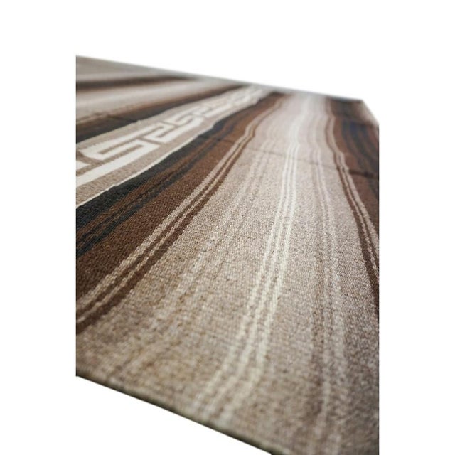 1930s Antique Brown Tribal Medallion Navajo American Geometric Flat Weave Rug For Sale In New York - Image 6 of 10