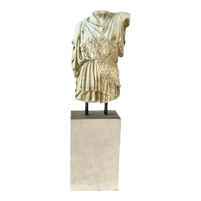 Greek Roman Marble Torso Sculpture on Iron Stand, 20th Century, Italy For Sale