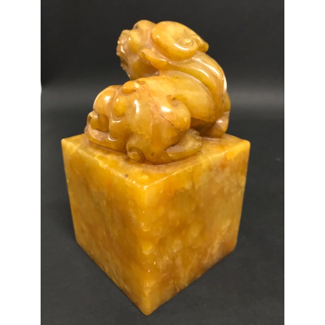 Chinese Vintage Chinese Art Carved Soapstone Seal/Stamp With Foo Dog Sculpture For Sale - Image 3 of 11
