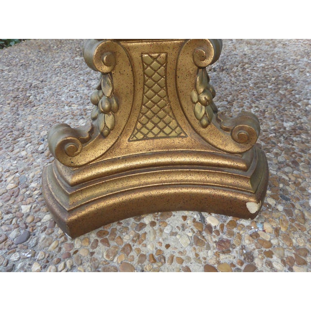 1970s Hollywood Regency Gold Gilded Octagon Glass Top Side/End Table For Sale - Image 4 of 8