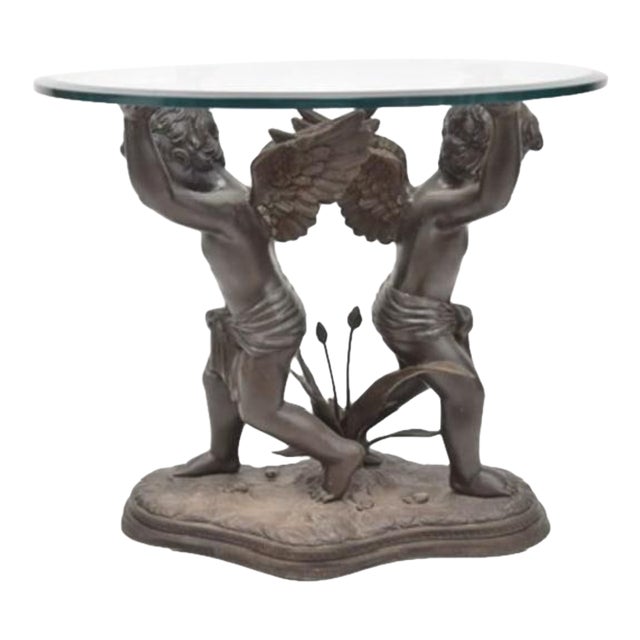 1970s Bronze Cherub Foyer Table For Sale