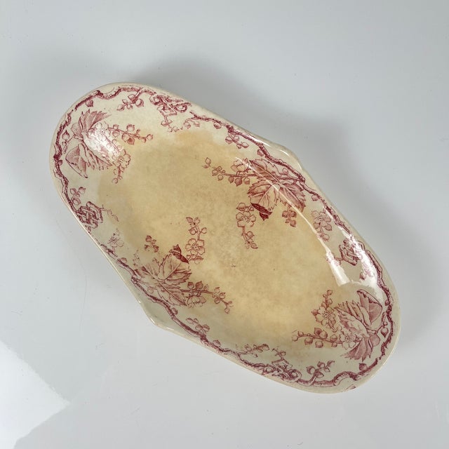 Oval Pink Earthenware Fontainebleau Serving Dish with Side Handle from KG Lunéville, 19th Century For Sale - Image 10 of 11