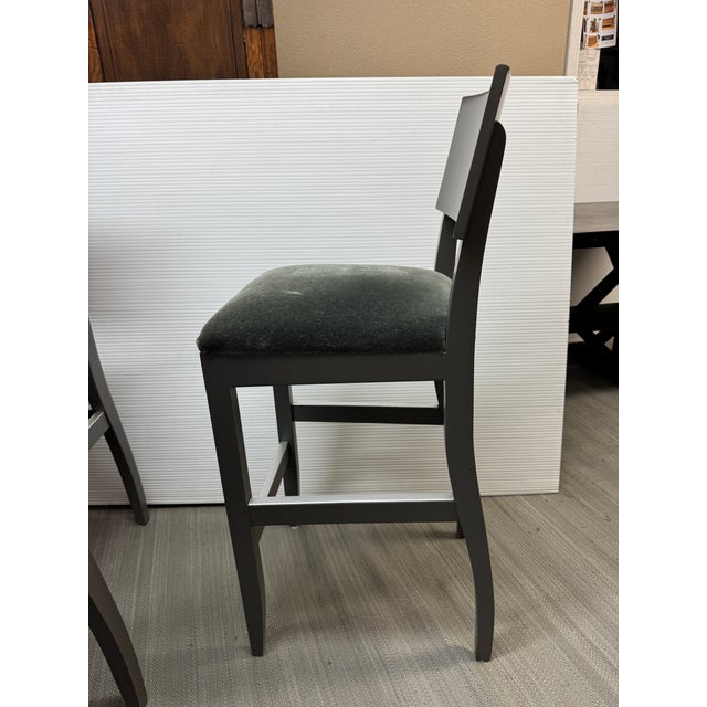 Custom Design Wood + Mohair Barstools, Set of Three For Sale - Image 10 of 12