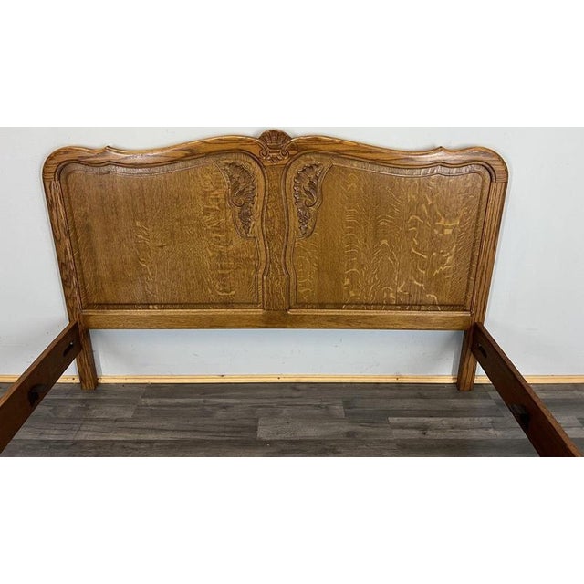 Wood Vintage French Louis XVI Double Bed Frame in Oak For Sale - Image 7 of 12