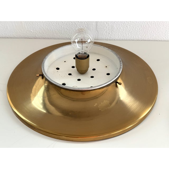 Mid-Century Italian Brass and Glass Flush Mount Light, 1960s For Sale - Image 14 of 16