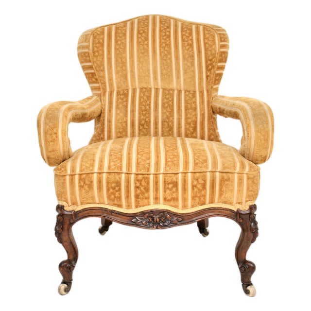 Antique Victorian Carved Walnut Armchair, 1860s For Sale