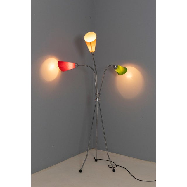 Green Three-Arm Floor Lam from Lidokov, Czechoslovakia, 1960s For Sale - Image 8 of 12