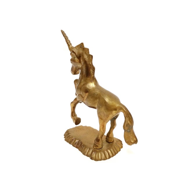 Vintage Brass Unicorn Horse Figurine Model For Sale - Image 4 of 5
