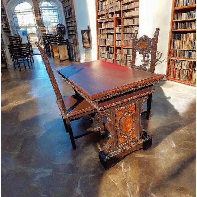 Elevate your workspace with this exquisite Italian office desk and its two perfectly matched chairs. Handcrafted with...