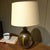 Earth-Toned Mid Century Ceramic Drip Glaze Lamp With Cream Tapered Drum Shaped Shade For Sale - Image 4 of 12
