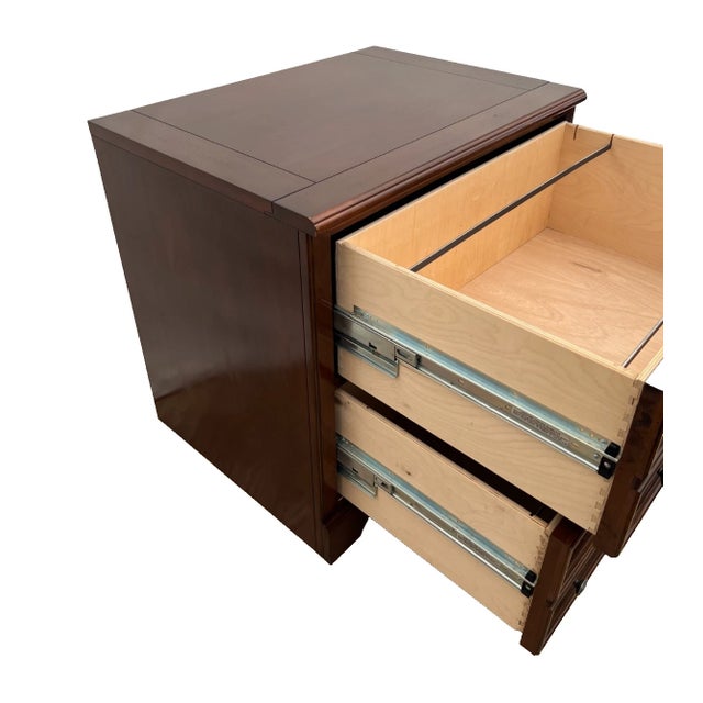 Wood Lateral File Cabinet, Two Locking Drawers Keys, Desk Height Banded Mahogany 1a For Sale - Image 7 of 11