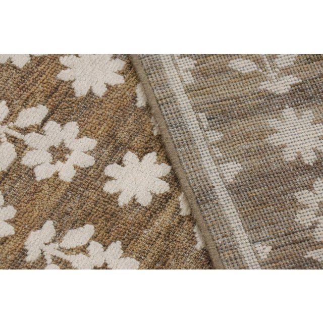 Textile Rug & Kilim’s Modern Block Print Rug in Brown with White Floral Patterns - 4x6 For Sale - Image 7 of 7