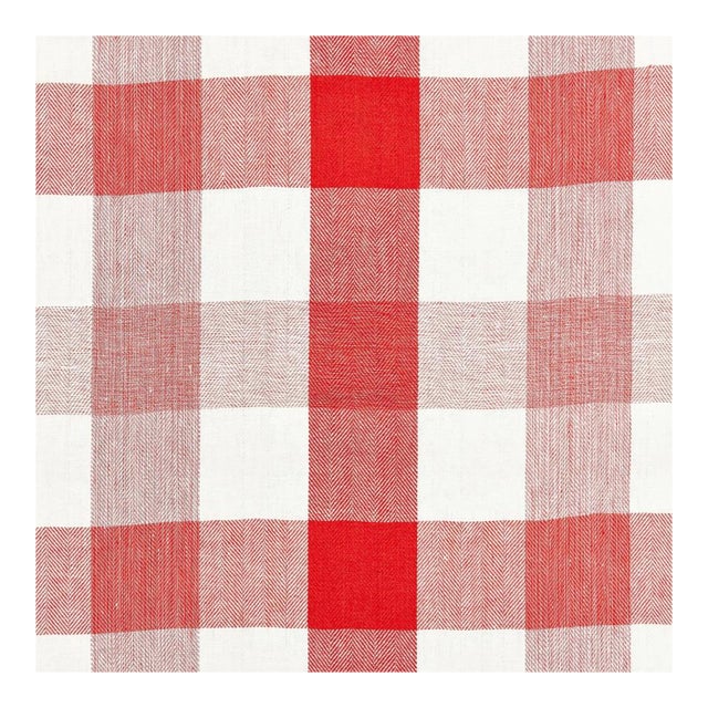 Sample - The House of Scalamandré Westport Linen Plaid Fabric, Coral For Sale