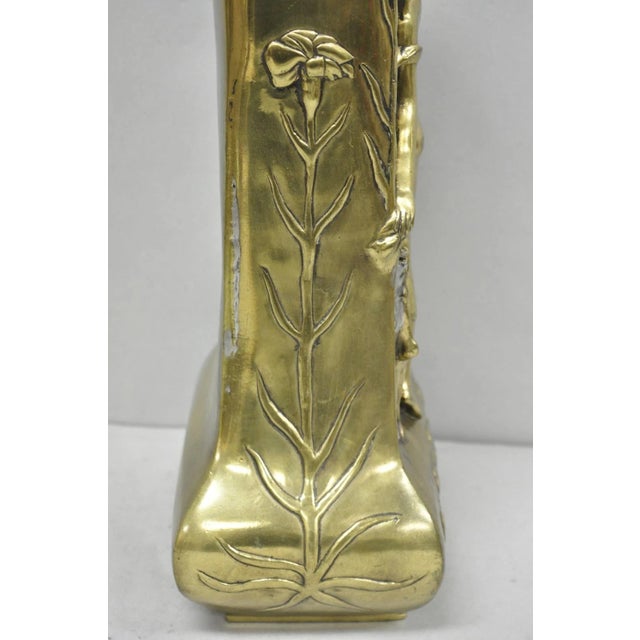 Antique Art Nouveau Chinese Gilt Bronze Nude Female Sculpture Statue 16" Vase For Sale - Image 10 of 17