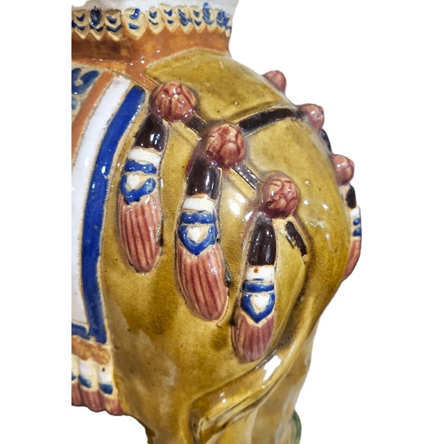 Large Vintage Chinese Asian Glazed Terracotta Elephant Garden Stool Bench For Sale - Image 13 of 15