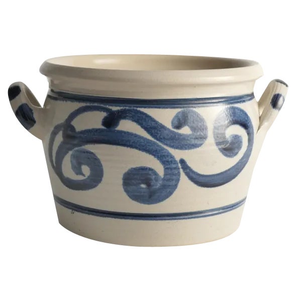 Folk Art Stoneware Jar with Cobalt Blue Floral Motif from Westerwald, Germany For Sale