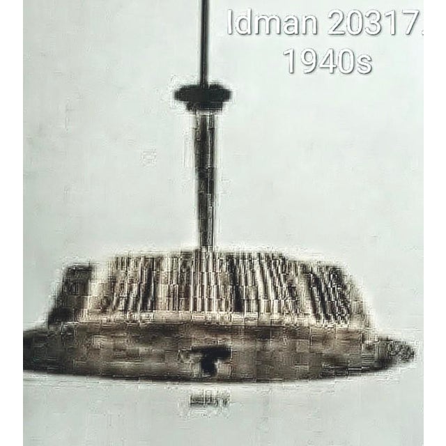 Finnish Model 20317 Pendant Lamp with Wooden Slat Shade and Hand-Painted Kauklahti Glass.idman by Gunnel Nyman for Idman, 1940s For Sale - Image 14 of 16