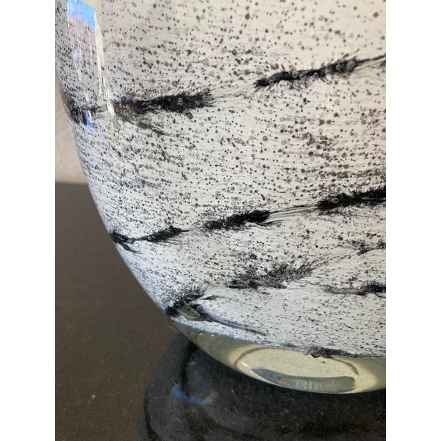 White Henry Dean "Spilled Black" Art Glass Vase in Black and White For Sale - Image 8 of 8