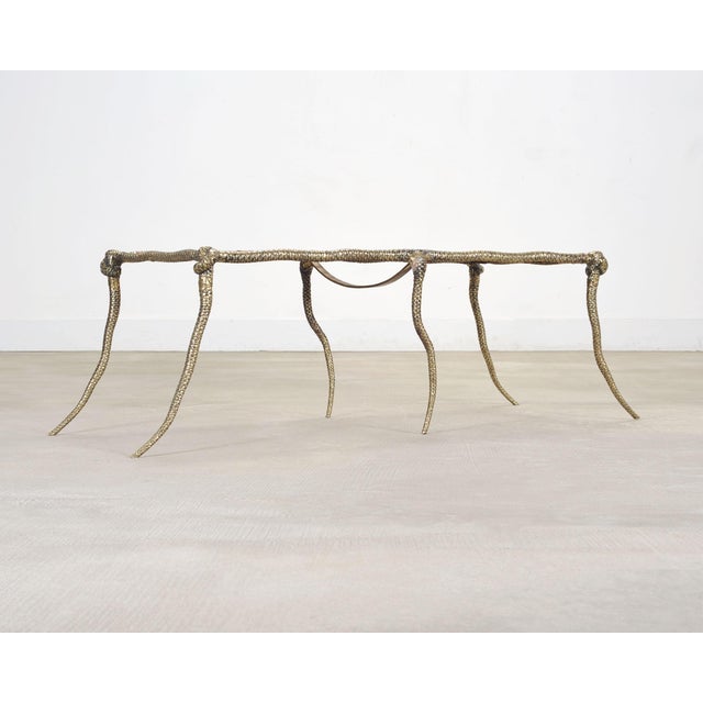 Metal Sylvan s.f. Brass Leather Strap Viper Bench or Cocktail Table For Sale - Image 7 of 17