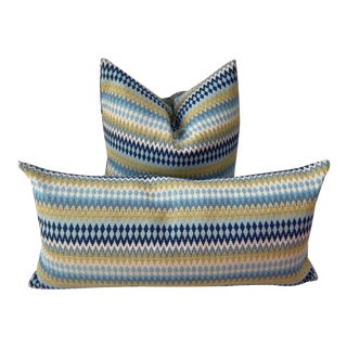 Pair of Multi-Color Blue/Green Decor Pillows For Sale