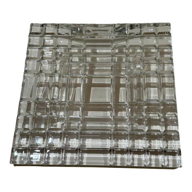 Mid 20th Century Waterford Crystal 8x8 Square Cut Picture Frame “Metropolitan” Design For Sale