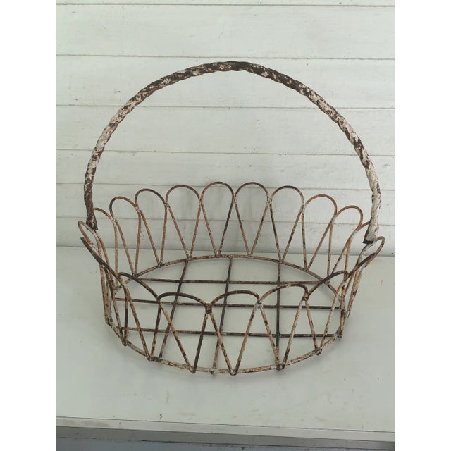 Metal Antique French Wrought Iron Garden Basket or Jardiniere For Sale - Image 7 of 7