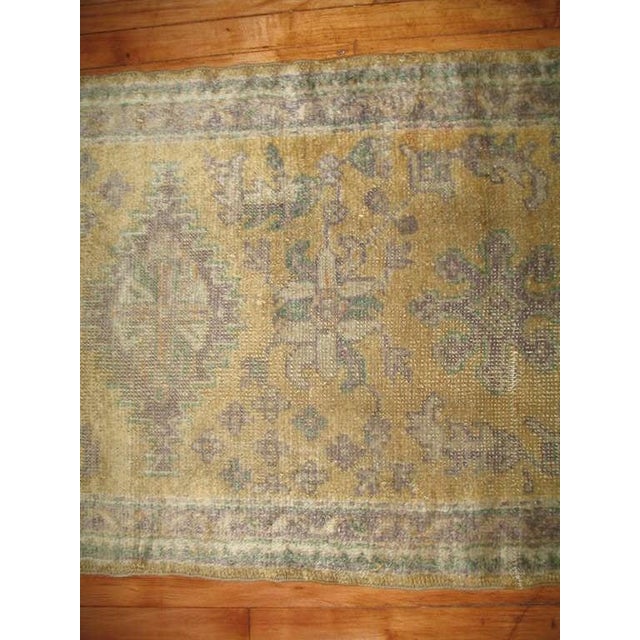 Asian Antique Zabihi Collection Yellow Gold Antique Oushak Runner - 2'6" x 11' For Sale - Image 3 of 3