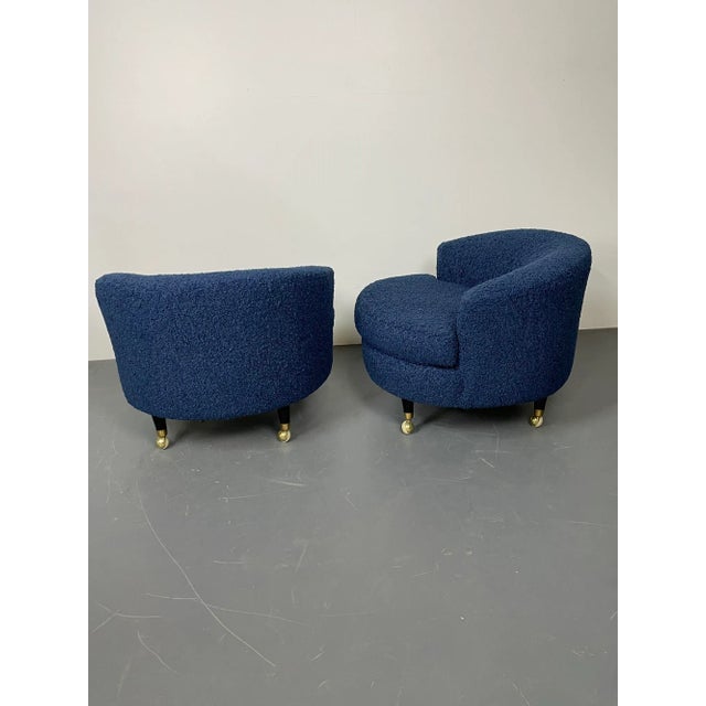 Pair of Mid-Century Rolling Swivel Lounge / Slipper Chairs, Baughman Style For Sale - Image 11 of 13