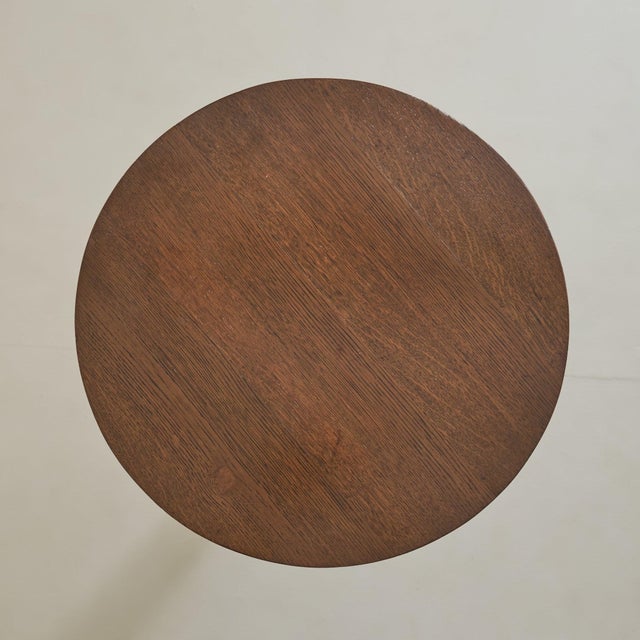 French Round Wood Pedestal Accent Table, 1950s For Sale - Image 10 of 11