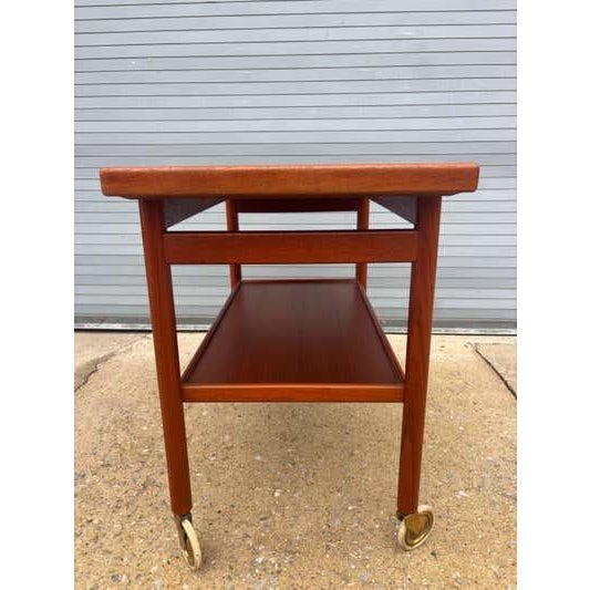 Brown Danish Teak Bar Cart in Scandinavian Modern Style, Hand-Crafted, 1960 For Sale - Image 8 of 12