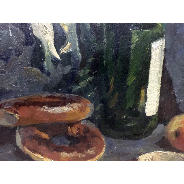 Paper 1980s Oil Painting Still Life With Bagels Khorov Alexander For Sale - Image 7 of 11