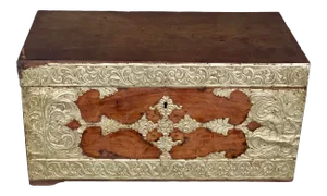 Antique Metal Faced Wooden Trunk